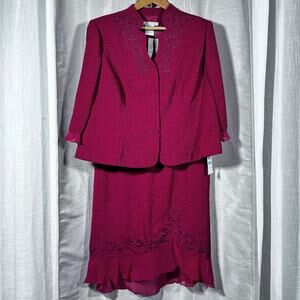 NWT Plaza South Magenta Suit Petite 20W Special Occasion Feminine Flowy